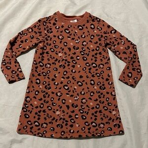 Hanna Andersson Leopard Print T-Shirt Dress Sz 6/7 long sleeve